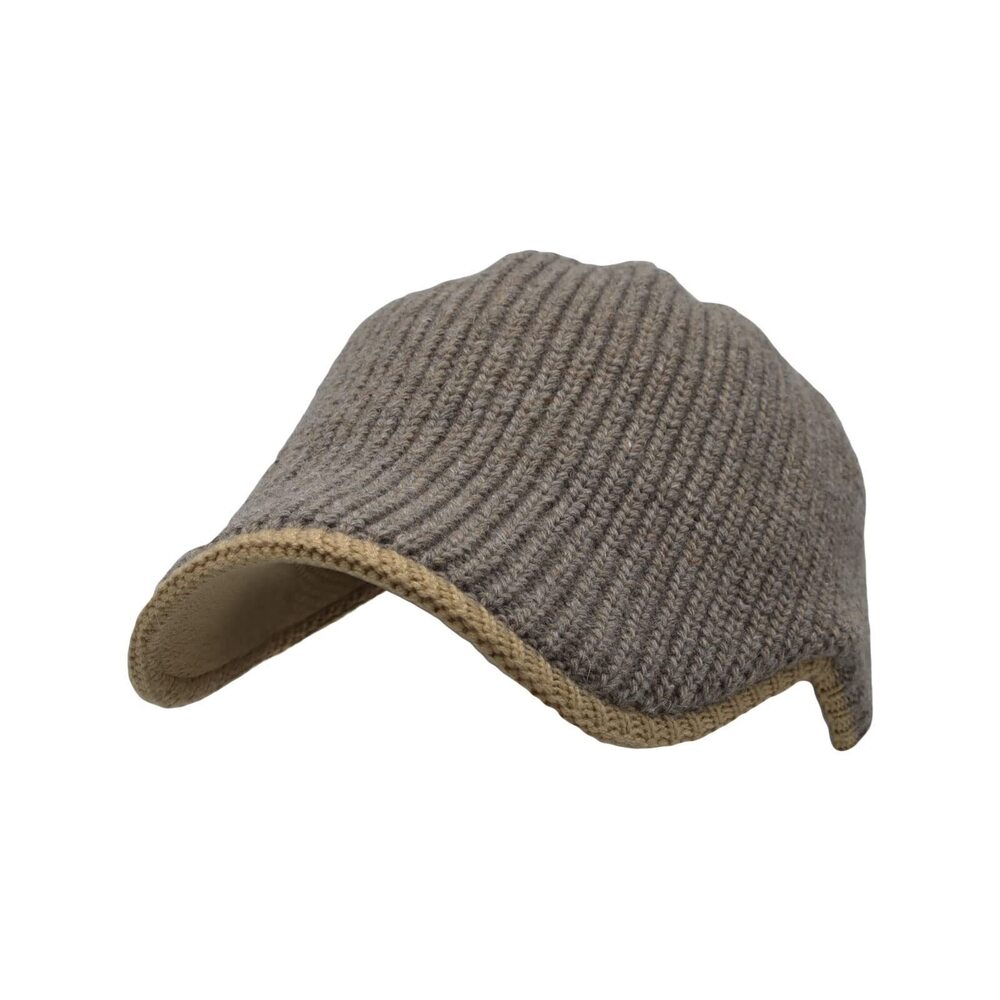 5986 Winter Visor Knit Beanie Hat Warm Chunky Skull Cap DW31369 Beige